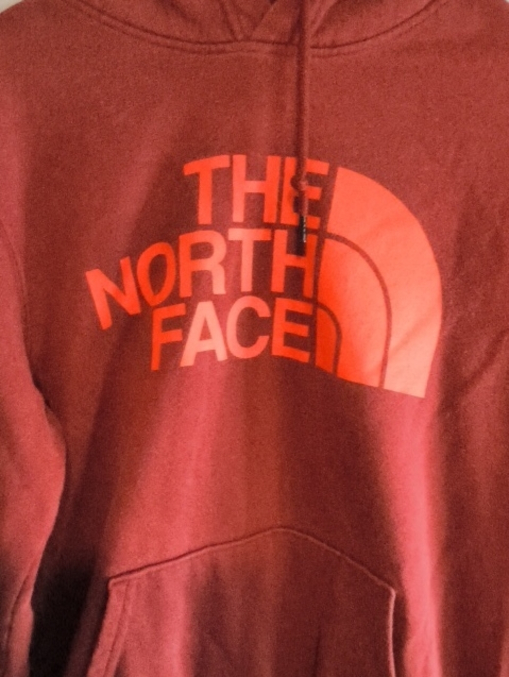 The North Face Mens Medium Hoodie Deep Red Orange Logo - Picture 2 of 8